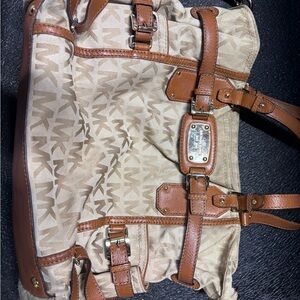 Michael Kors Beige and Brown Shoulder Bag